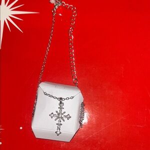 Silver Cross Pendant Necklace- Silver